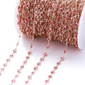 1Meter 6mm Colorful Crystal Beads Beaded Chain Glass Bead Necklace Chain Findings for DIY Bracelet Jewelry Making Supplies