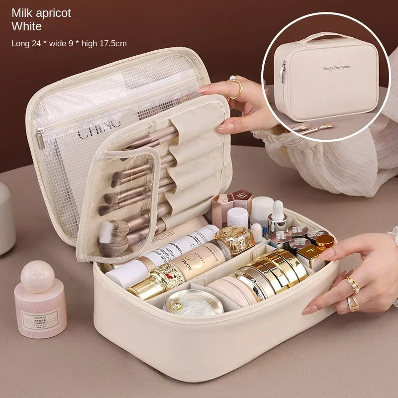 Women's Cosmetic Bag Makeup Bag Double Layer Large Capacity Luxury Cosmetics Organizer Travel Essentials Women's Cosmetic Bag