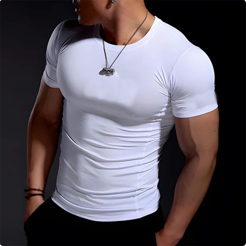 Men Compression Running T Shirt Fitness Tight Short Sleeve Tshirt Training Jogging Shirts Gym Sportswear Quick Dry