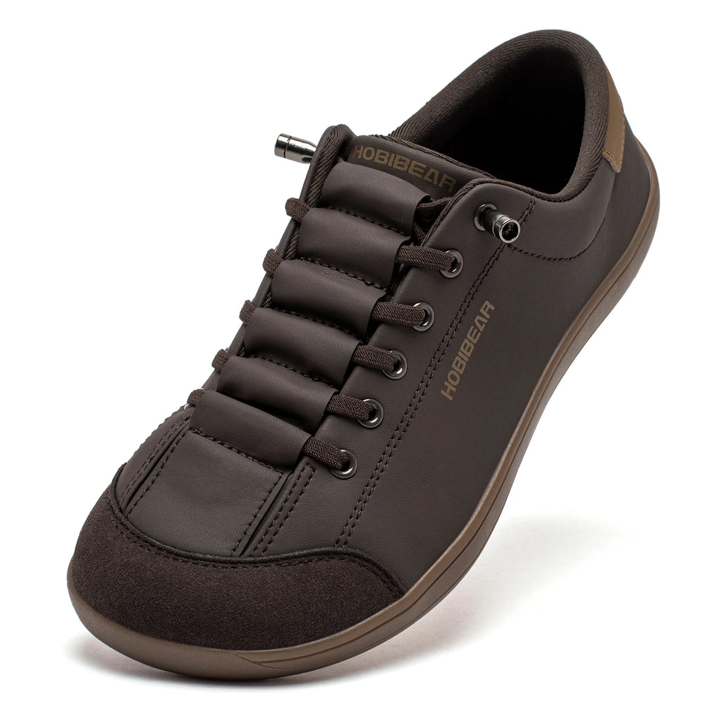 HOBIBEAR Unisex Barefoot Wide Toe Shoes Women Men Artificial Leather Minimalist Sneakers Adjustable Slip On Walking Shoes