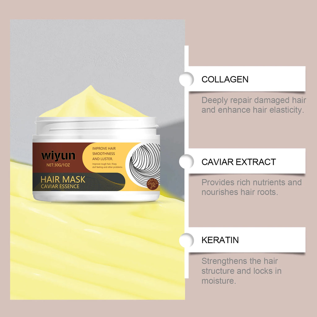 Collagen Hair Mask Keratin Treatment Deep Repair Conditioning Caviar Essence for Dry Frizzy Damaged Smooth Nourishing Hair Care