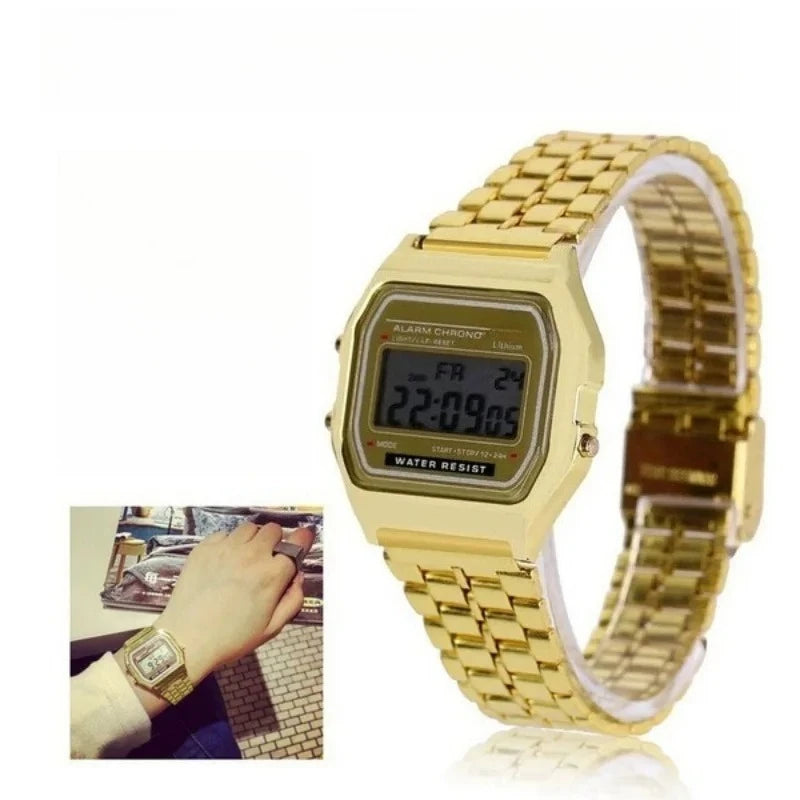 Multifunction LED Digital Sports Wrist Watch Steel Strap for Men And Women Business Electronic Clock