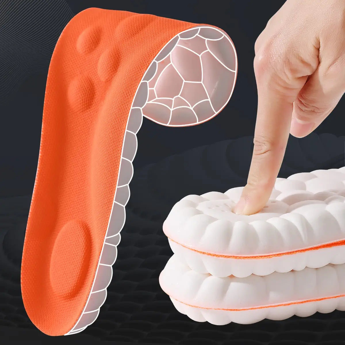 Soft Breathable Shock Absorption Cushion Running Insoles 4D Cloud Technology PU Sole Sports Insoles For Orthopedic Care 2026 New