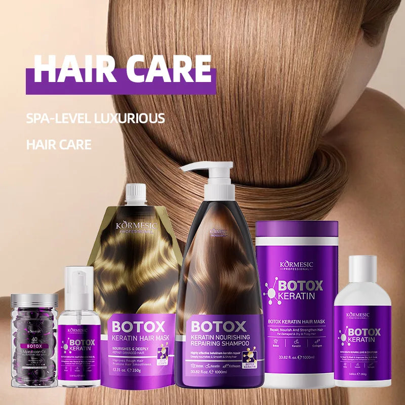 Salon-Grade Keratin Polish Protect Set Professional Hair Mask Shampoo Conditioner Essence Repair Damage Soft Care Kit