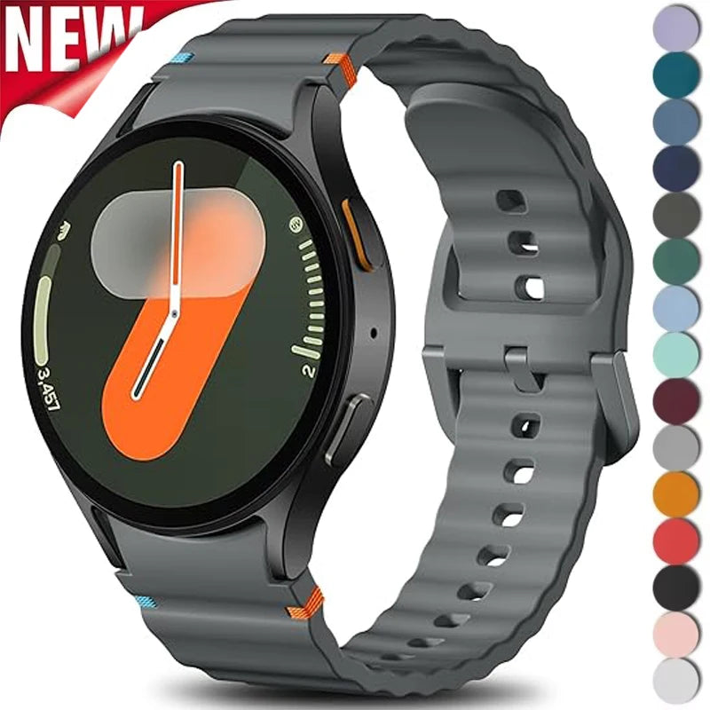 for Samsung Galaxy Watch 7 Band FE/5 Pro/6/4 Classic 44mm 40mm No Gap Sport Silicone Belt Bracelet Correa Galaxy Watch 7 Strap