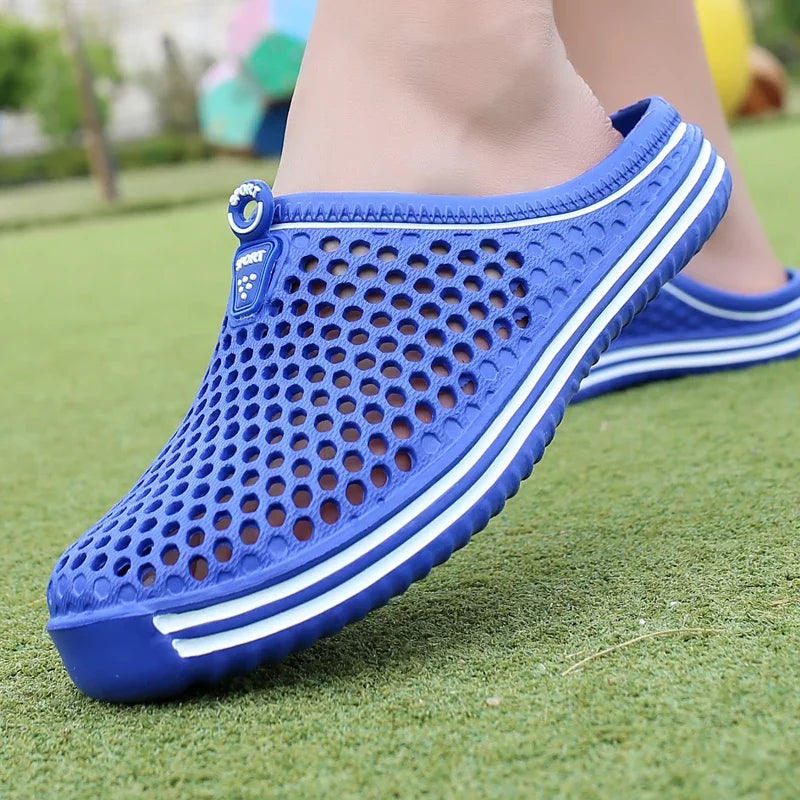 YRZL Men Shoes Beach Slippers Unisex Hollow Out Casual Women Beach Sandal Flip Flops Shoes Non-slip Size 36-45 Mens Slippers