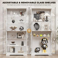 71 6-Tier Glass Door Display Cabinet with 3 Color Lights, Adjustable Shelves, Human Body Sensor, White