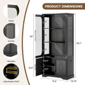 69 Tall Glass Display Cabinet with LED Lights, Storage and Pantry Solutions for Home Office | Black