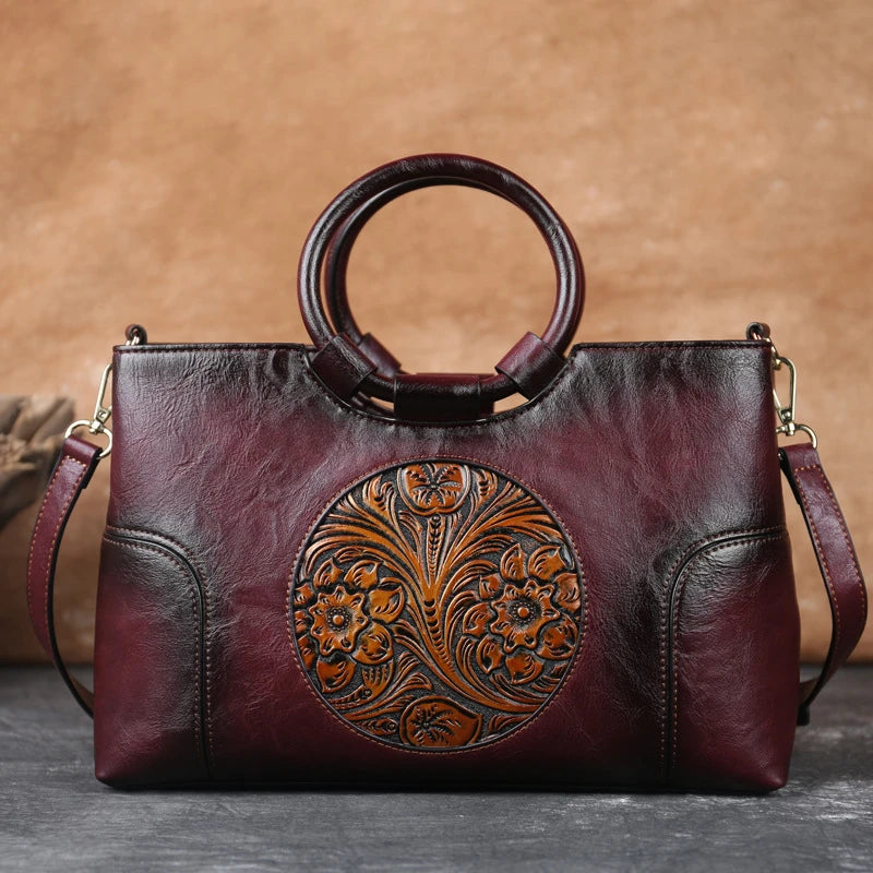 High Quality PU Leather Women Handbag Retro Embossed Large Capacity Female Shoulder Messenger Bag Brown Black Red Green Grey m58