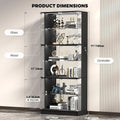 6-Tier 71 Tall Glass Curio Cabinet with RGB Lights, Adjustable Shelves, Sensor Lighting, and Mirror Backing