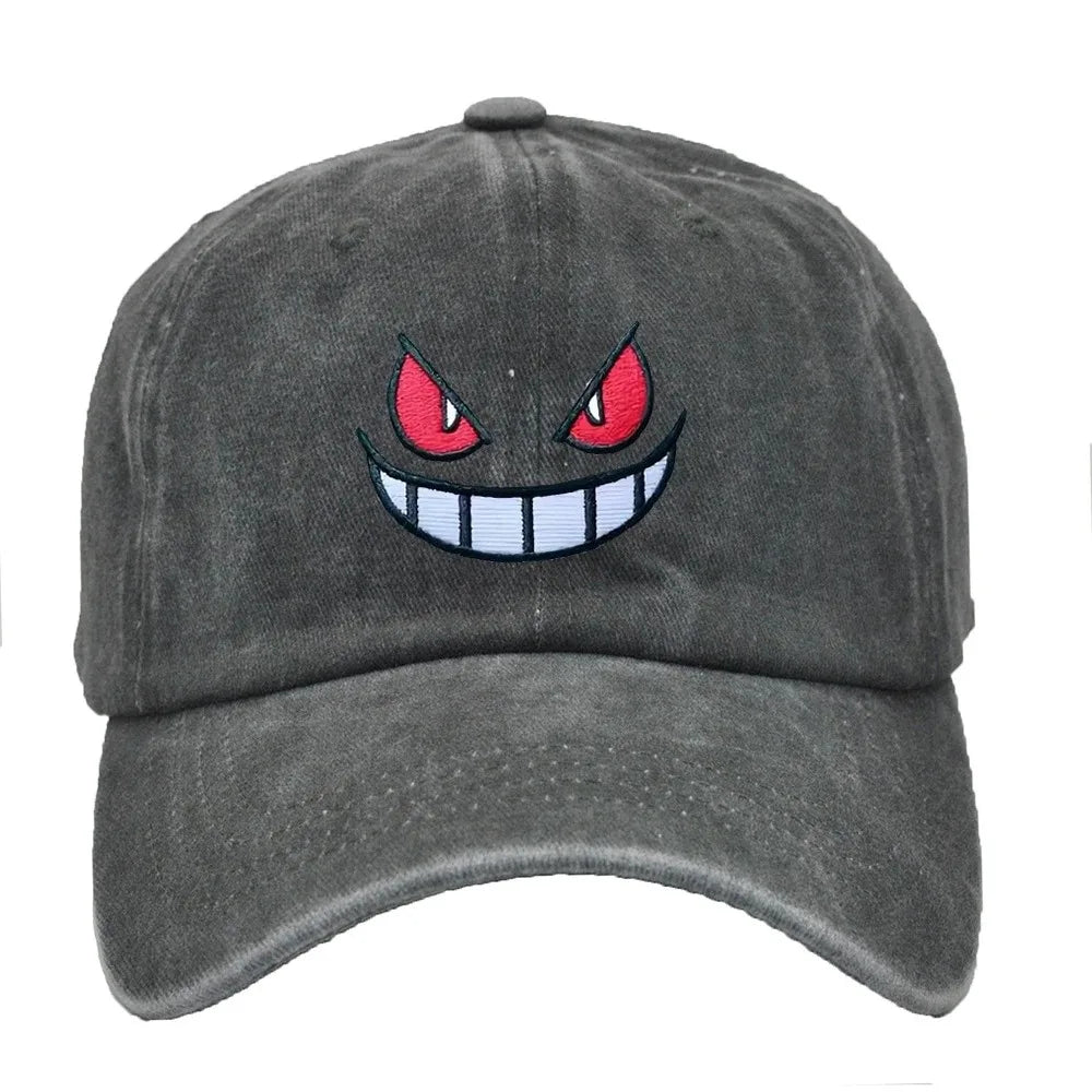 Anime Pokemon Gengar Baseball Caps Snapback Hats Adjustable Sports Caps Hip Hop Hats Trendy Embroidery Solid Color for Men Women
