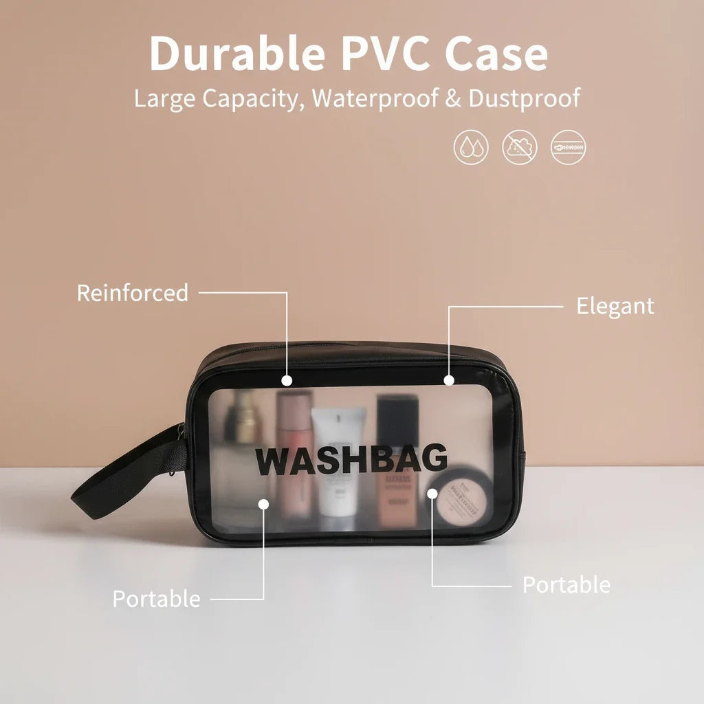 Portable Travel Wash Bag Transparent Waterproof Makeup Storage Pouch Large Capacity Cosmetic Organizer Beauty Women Case