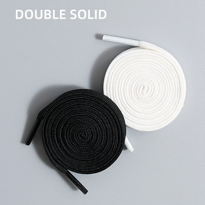 1 Pair Black White Shoe Laces Flat Double Woven Anti-slip Polyester Shoelaces Sports Casual White Shoes Classic Shoelace