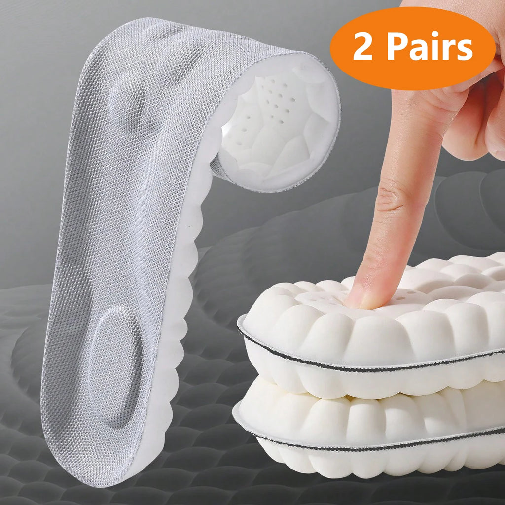 Soft Breathable Shock Absorption Cushion Running Insoles 4D Cloud Technology PU Sole Sports Insoles For Orthopedic Care 2026 New