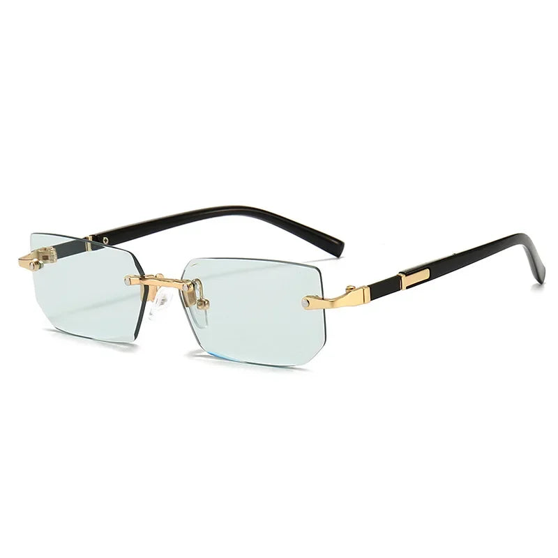 Rimless Rectangle Sunglasses, UV400 Protection Y2K Frameless Sun Glasses, Retro Eyewear for Women & Men