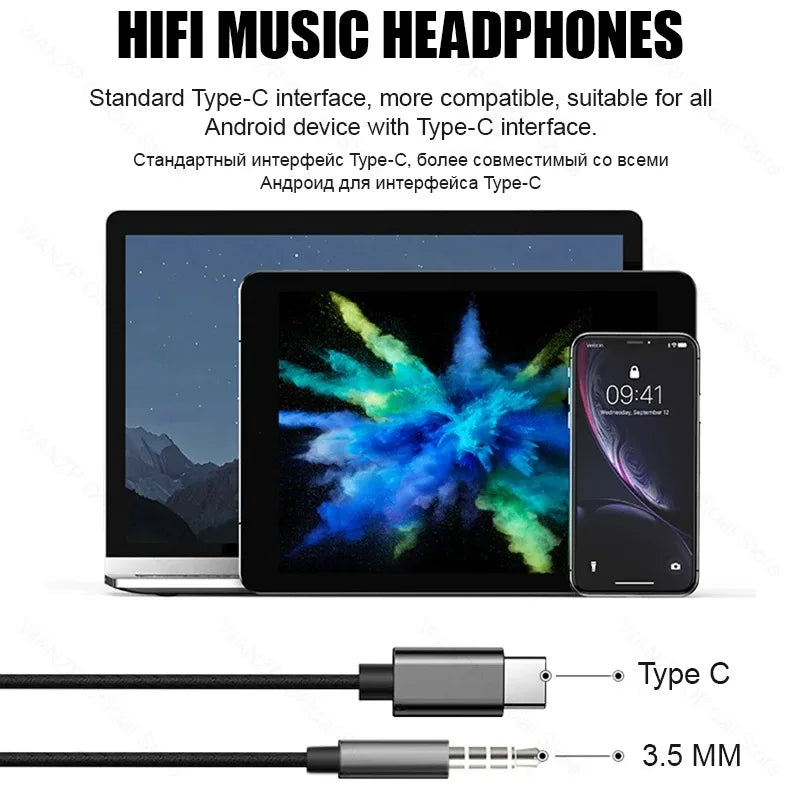 Original Type C Wired Earphone For Ultra Xiaomi Huawei Samsung Galaxy S25 S24 S23 S21 S22 3.5mm Earbuds Universal Headphones
