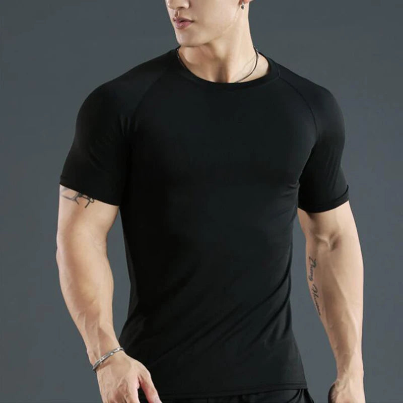 Men Compression Running T Shirt Fitness Tight Short Sleeve Tshirt Training Jogging Shirts Gym Sportswear Quick Dry