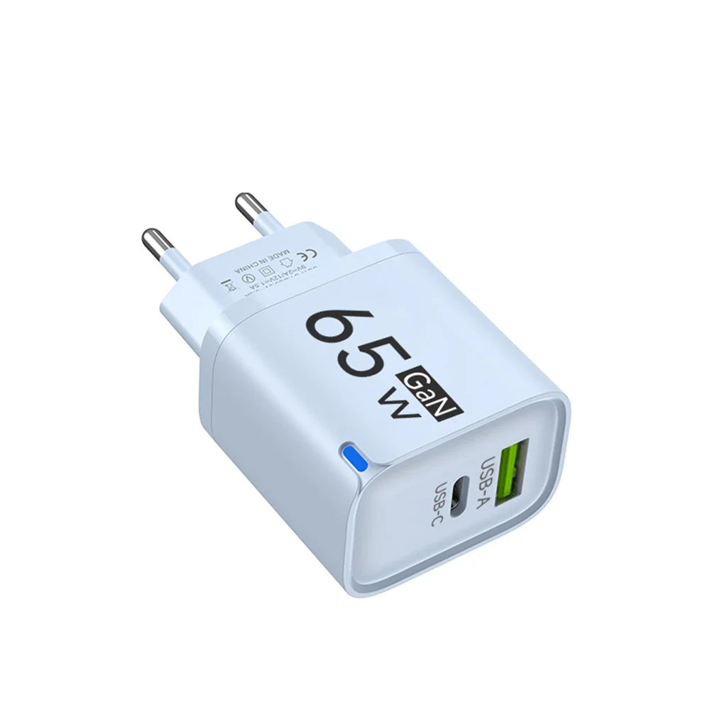 65W Fast Charge USB Type C Charger GaN Mobile Phone Adapter For iPhone Xiaomi Huawei Samsung Oneplus High Speed Charging Adapter