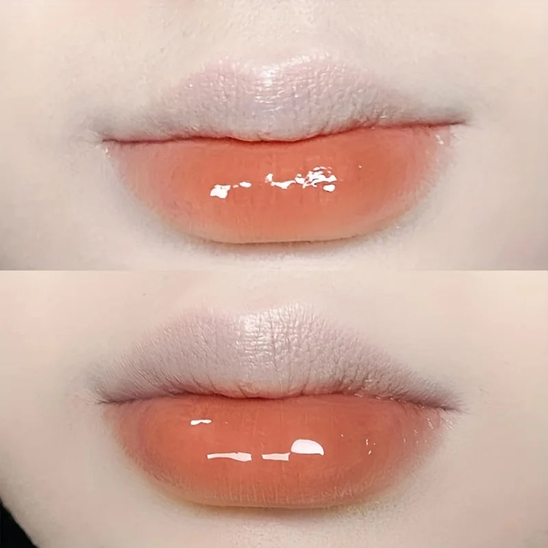 6 color lip glaze, cute little bear, mirror gloss, jelly lips with sparkling light dew water, long-lasting stain resistant trans