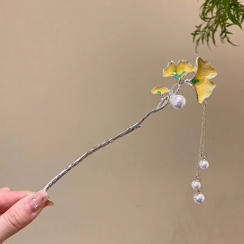 Elegant Chinese Style Hair Clip Tassel Hair Stick Traditional Floral Design Hairstyle Accessory Women Jewelry Hairpin Hairneedle
