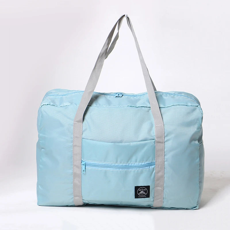 Solid Color Waterproof Folding Travel Bag Lightweight Large Capacity Luggage Bag
